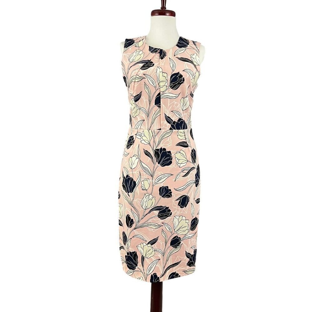 Banana Republic Women's  Sleeveless Sheath Dress  Size 4 Pink Black White Floral